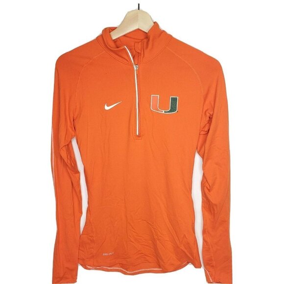 Nike Small Miami Hurricanes Jacket Zip Half Orange - Picture 1 of 3
